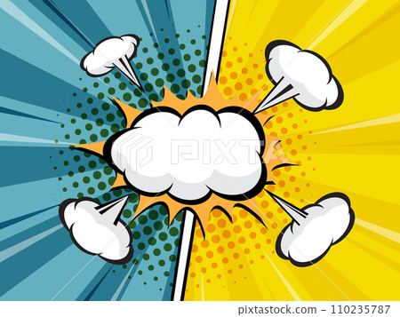 abstract comic book, pop art cartoon background with blank speech bubble 110235787