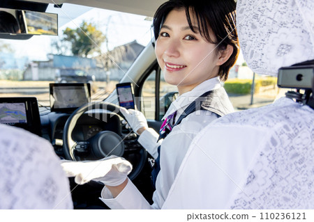 Taxi driver asking where to go 110236121