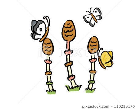 馬尾和蝴蝶的手繪風格插圖 馬尾和蝴蝶的手繪風格插圖 110236170