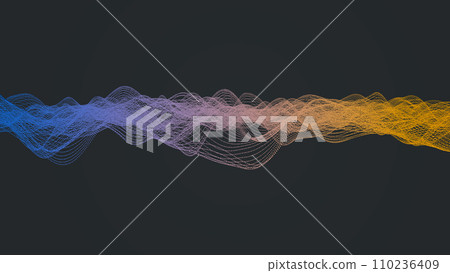 Waveform made of joined dots - 3d illustration 110236409