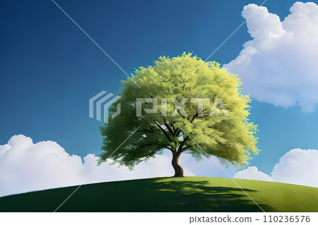 A single tree on a hill, clear skies 4 A single tree on a hill, clear skies 4 110236576