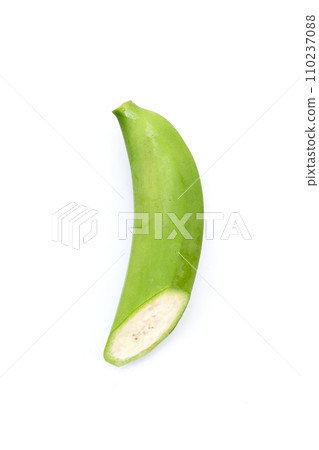 Raw banana isolated on white background. Raw banana isolated on white background. 110237088