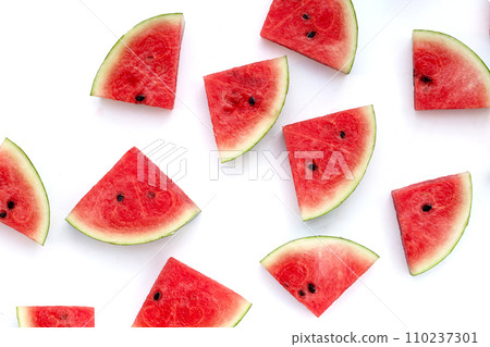 Watermelon slices on white background. 110237301