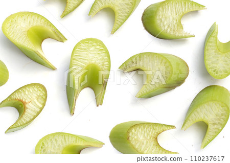 Banana leaf stalk cut slices 110237617