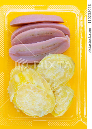 Boiled bananas with boiled sweet potatoes. Delicious fruit dessert 110238028