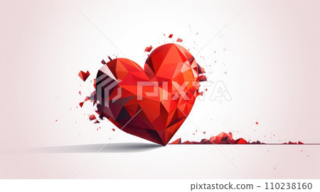 Broken heart in pieces. Breakup concept separation and divorce. Red crumpled heart 110238160