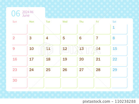 2024 年 6 月圓點日曆 110238288