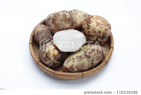 Satoimo, taro roots or japanese sweet taro 110238386