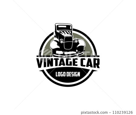 1932 ford caupe car logo. best for badges, emblems, icons and car industry. isolated ash background view from front. 110239126