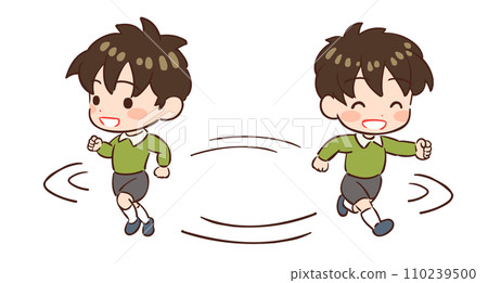Illustration of a healthy running child 110239500