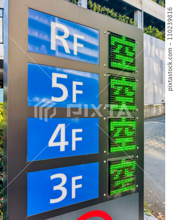 Electronic display of empty cars in multi-storey parking lot 110239816