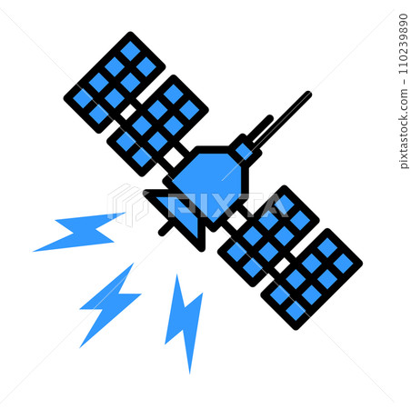 人造衛星在外太空發射和接收無線電波的插圖 人造衛星在外太空發射和接收無線電波的插圖 110239890