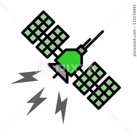 Illustration of an artificial satellite transmitting and receiving radio waves in outer space Illustration of an artificial satellite transmitting and receiving radio waves in outer space 110239892