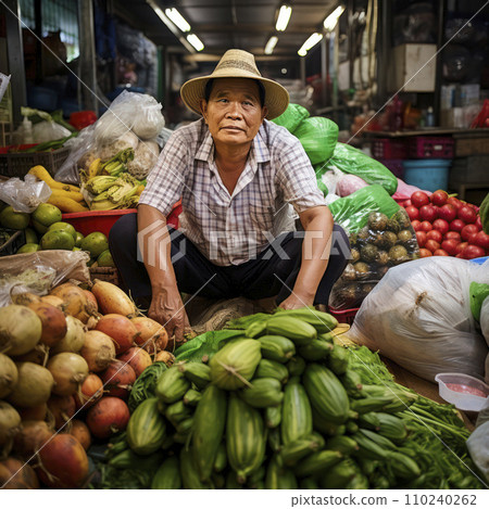 AI-generated content. bangkok vegetable market vendor 110240262