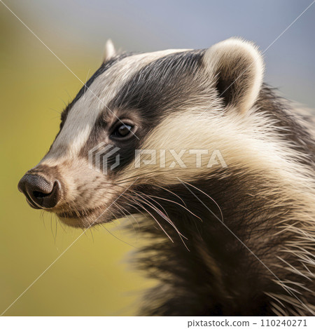 AI-generated content. closeup profile badger head 110240271