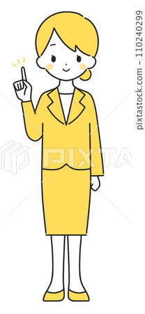 Yellow|Woman in suit pointing finger|Full body Yellow|Woman in suit pointing finger|Full body 110240299