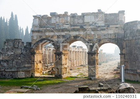 Frontinus Gate on main street of ancient city of Hierapolis, Turkey Frontinus Gate on main street of ancient city of Hierapolis, Turkey 110240331