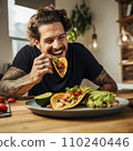 AI-generated content. l taco with man eating it 110240446