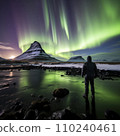AI-generated content. iceland Kirkjufellsfossi with aurora 110240461