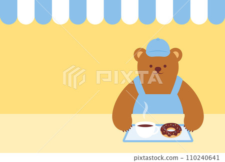 Background illustration of coffee and donut set and bear cafe clerk 110240641