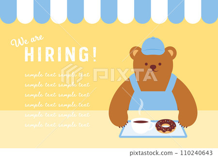 Background illustration of coffee and donut set and bear cafe clerk Background illustration of coffee and donut set and bear cafe clerk 110240643