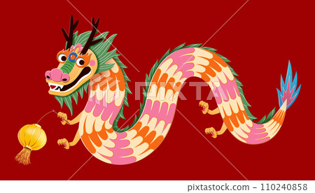 CNY playful dragon with lantern 110240858