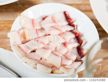 Pieces of raw pork lard Pieces of raw pork lard 110241080