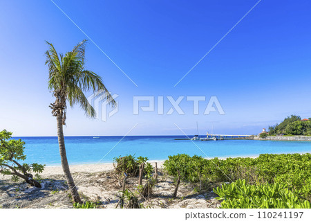 White sand beach and blue sea of Busena Marine Park, Nago City, Okinawa Prefecture White sand beach and blue sea of Busena Marine Park, Nago City, Okinawa Prefecture 110241197