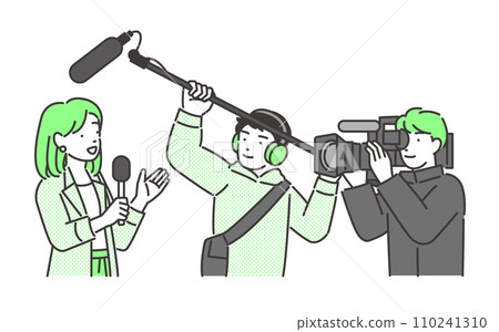 電視播出的電視台工作人員向量圖素材 110241310