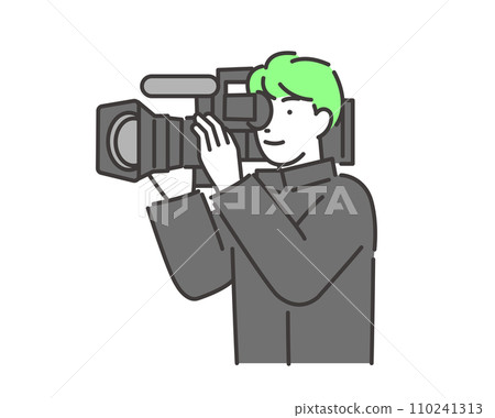 影片製作中攝影機負責人向量圖素材 110241313