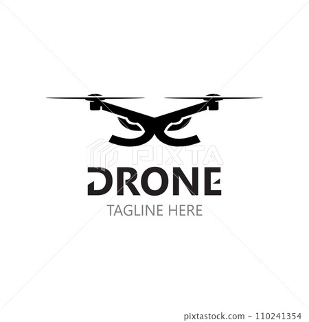 Drone aerial with camera vector template icon. logo photography drone vector. quadcopter flat style 110241354