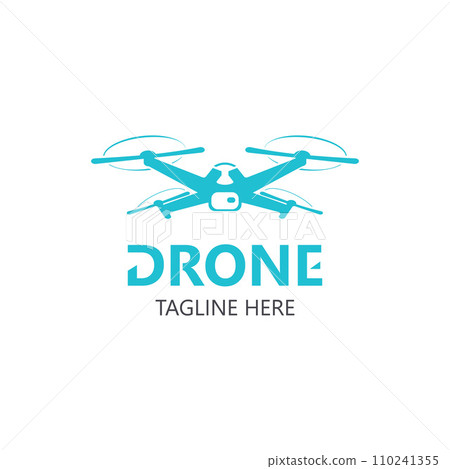 Drone aerial with camera vector template icon. logo photography drone vector. quadcopter flat style 110241355