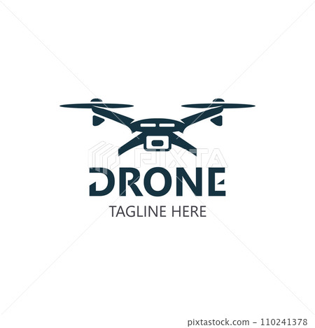 Drone aerial with camera vector template icon. logo photography drone vector. quadcopter flat style 110241378