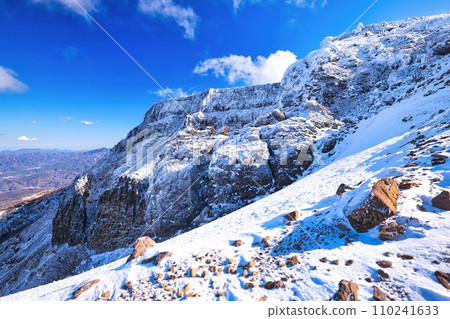 The explosion crater of Mt. Iodake in Mt. Yatsugatake covered with snow 110241633