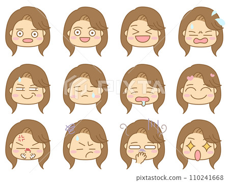 具有各種表情的圖示圖示女性 5 110241668