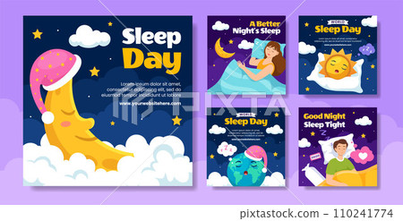 Sleep Day Social Media Post Flat Cartoon Hand Drawn Templates Background Illustration Sleep Day Social Media Post Flat Cartoon Hand Drawn Templates Background Illustration 110241774