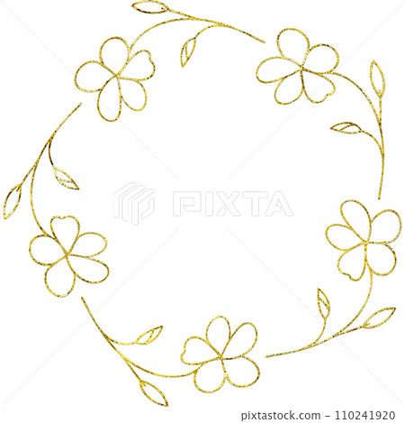 Gold Floral Doodle Borders and Frames. 110241920