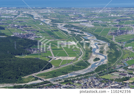 View of the Tedori River alluvial fan of the Kanazawa Plain from Shishiku Highland View of the Tedori River alluvial fan of the Kanazawa Plain from Shishiku Highland 110242356
