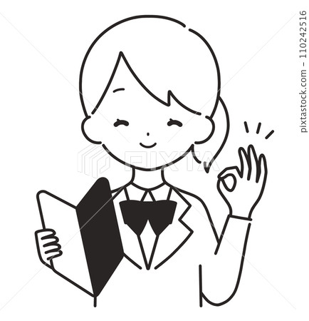 Monochrome | Girl in blazer with beginner mark | OK sign 110242516