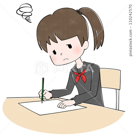 Female student taking a test Female student taking a test 110242570