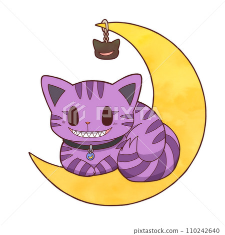 cheshire cat and moon - Stock Illustration [110242640] - PIXTA