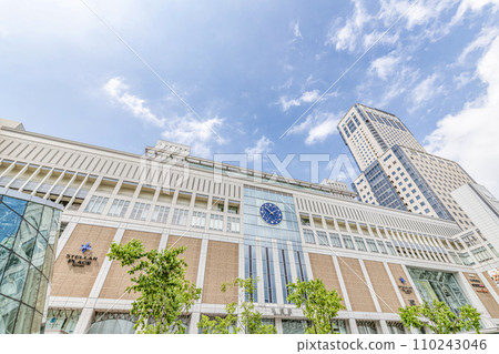 Sapporo City, Hokkaido, the gateway to Sapporo, the scenery of the south exit of JR Sapporo Station on a clear day and the JR Tower Sapporo City, Hokkaido, the gateway to Sapporo, the scenery of the south exit of JR Sapporo Station on a clear day and the JR Tower 110243046