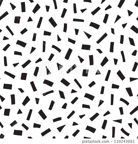 Small dash pattern on white background. Hand drawn small black dash seamless pattern. Simple minimal abstract, geometric texture design seamless background. Vector 110243081