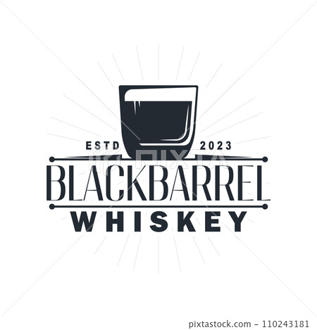 Whiskey Logo, Drink Label Design With Old Retro Vintage Ornament Illustration Premium Template Whiskey Logo, Drink Label Design With Old Retro Vintage Ornament Illustration Premium Template 110243181