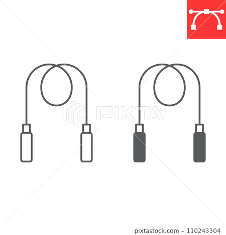 Jumping rope line and glyph icon, sport and fitness, skipping rope vector icon, vector graphics, editable stroke outline sign, eps 10. 110243304