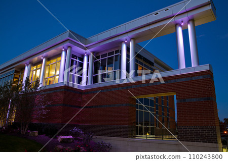 Blue Hour Glow on Modern Architecture in Fort Wayne, Indiana Tech 110243800