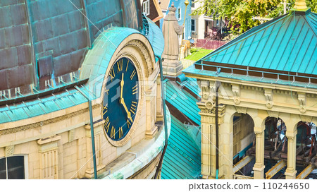 Aerial View of Ornate Clock Tower on Historic Basilica Dome, Milwaukee 110244650
