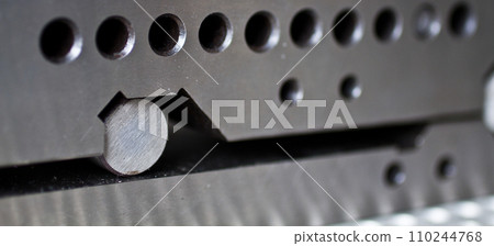 Precision Engineering Metal Peg in Hole Design Close-Up 110244768