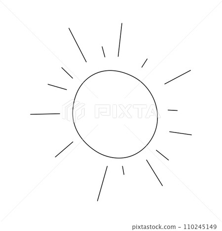 Simple vector sun drawing in doodle style for icons and summer graphic designs 110245149