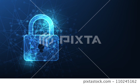 digital lock symbol on dark blue background. cyber security and privacy network concept 110245162